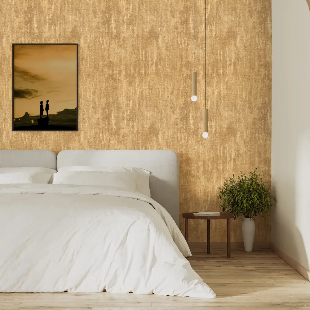 کاغذ دیواری پتینه قهوهای کد 10142 نصب شده در دفتر کار