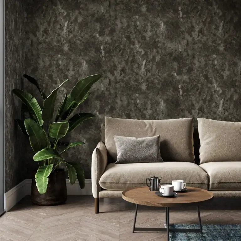 نمای دیوار شاخص با کاغذ دیواری مشکی - عمق و جذابیت بصری