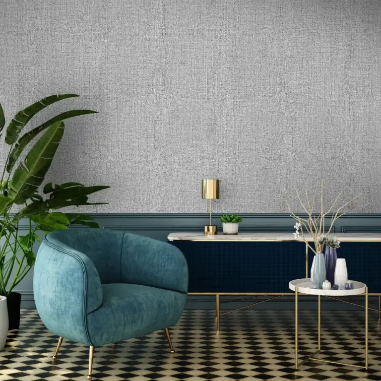 دیوار شاخص با کاغذ دیواری طرح جودون خاکستری