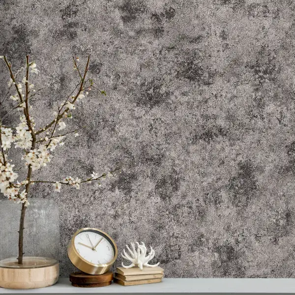 استفاده از کاغذ دیواری پتینه خاکستری مشکی برای دیوار شاخص