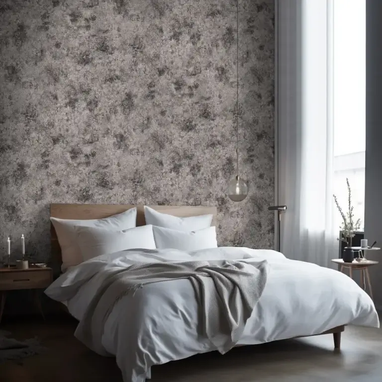 اتاق خواب گرم با کاغذ دیواری پتینه تیره