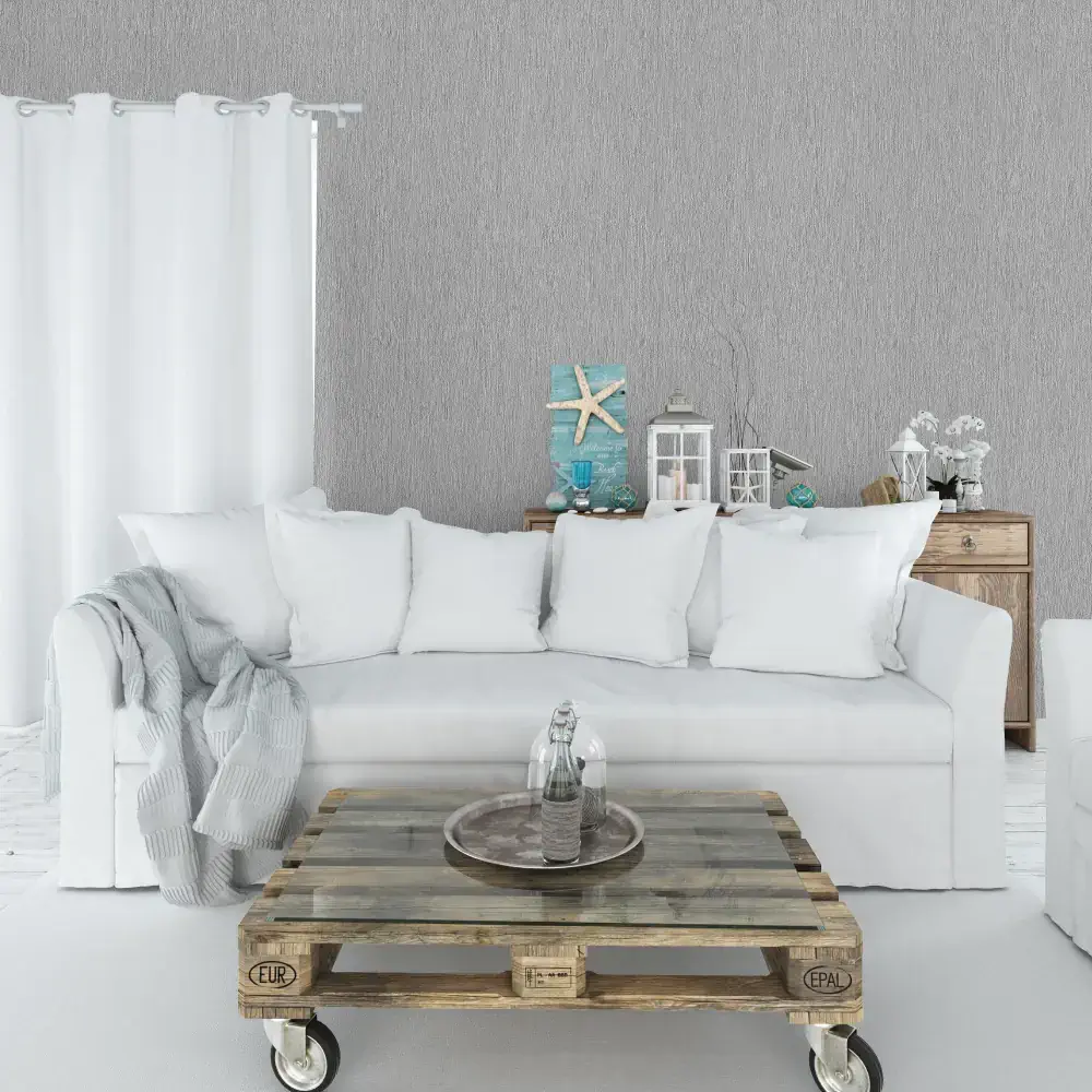 کاغذ دیواری مدرن با رنگهای خنثی؛ هماهنگ با مبلمان ساده.